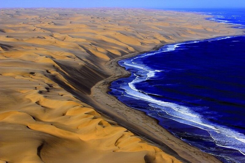 Sand Dunes by Ocean — Blue