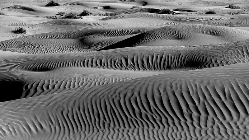 Sand dunes in black and white