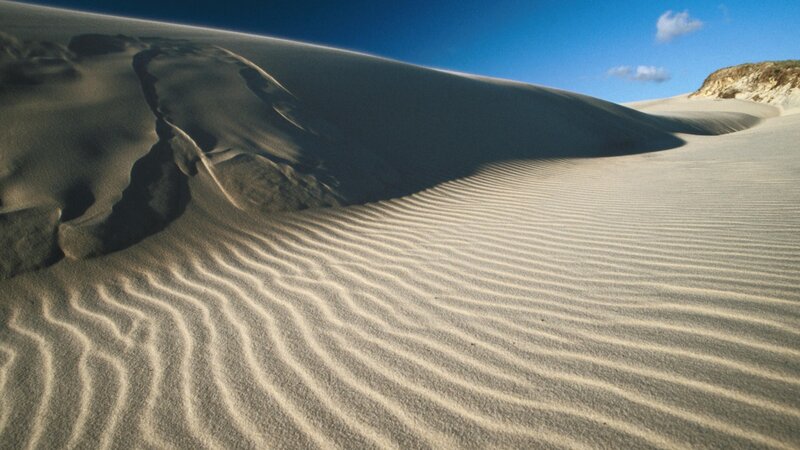 Sand Dunes in Desert — Beige, Serene, Afternoon, Photograph, Sky, Clouds, Blue
