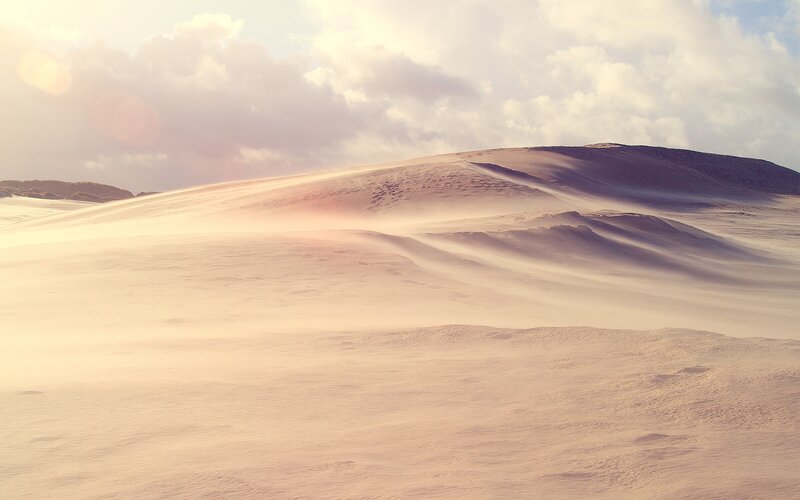 Sand Dunes in Desert — Beige, Serene, Afternoon, Photograph, Sky, Clouds, White