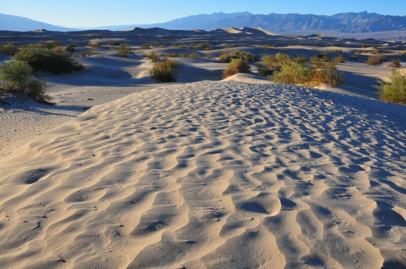 Sand Dunes in Desert — Beige, Serene, Morning, Photograph, Mountains