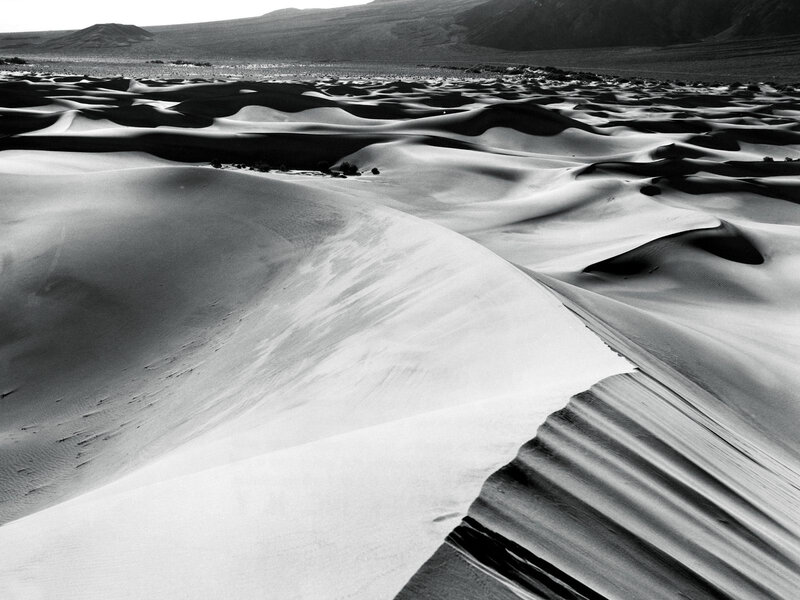 Sand Dunes in Desert — Black, Desolate, Photograph