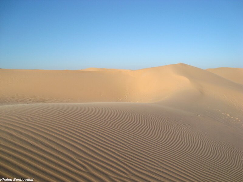 Sand Dunes in Desert — Blue, Serene, Afternoon, Photograph, Sky, Beige