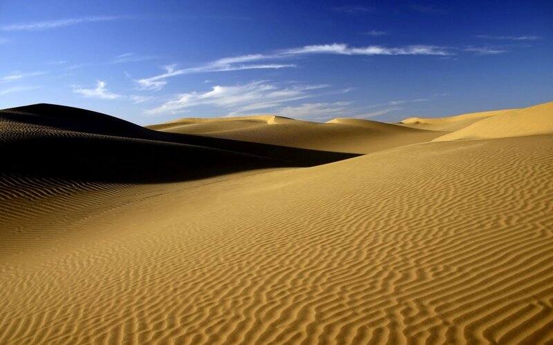 Sand Dunes in Desert — Blue, Serene