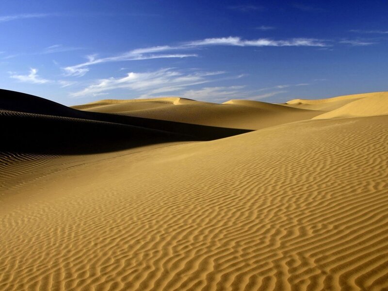 Sand Dunes in Desert — Blue, Sky