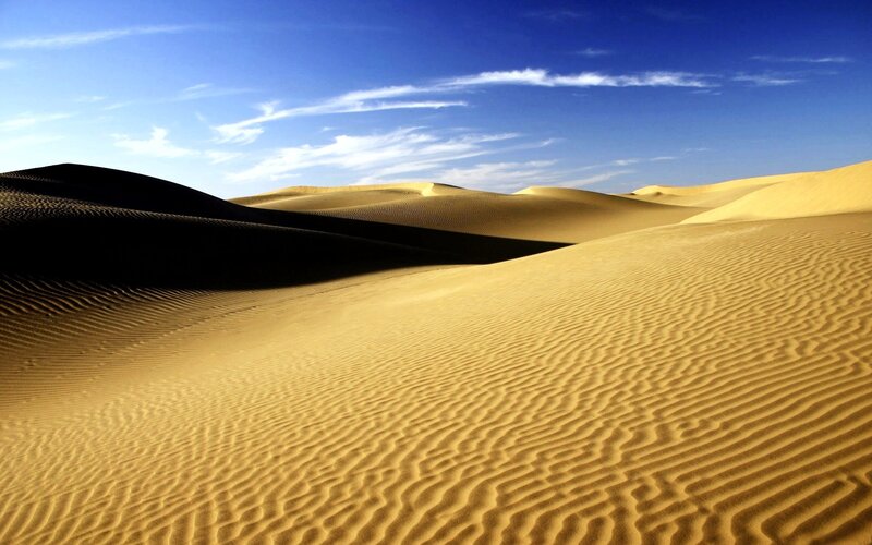 Sand Dunes in Desert — Blue, Yellow