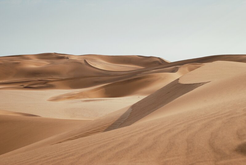 Sand Dunes in Desert — Brown, Serene, Afternoon, Photograph, Sky