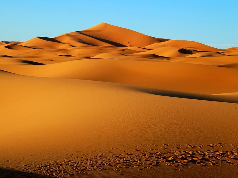 Sand Dunes in Desert — Footprints