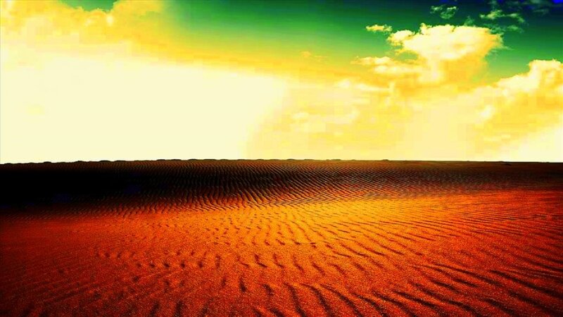 Sand Dunes in Desert — Orange, Dramatic, Sunset, Photograph, Sky