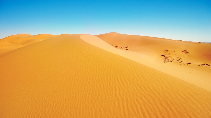 Sand Dunes in Desert — Orange, Footprints