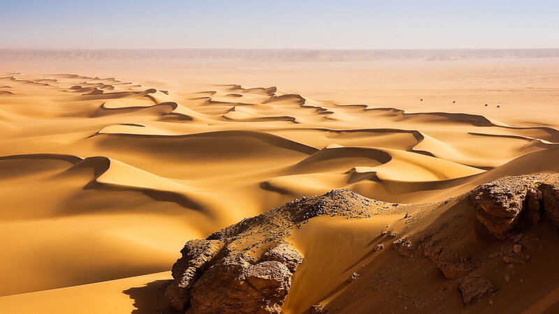 Sand Dunes in Desert — Orange, Serene, Afternoon, Photograph, Rocks