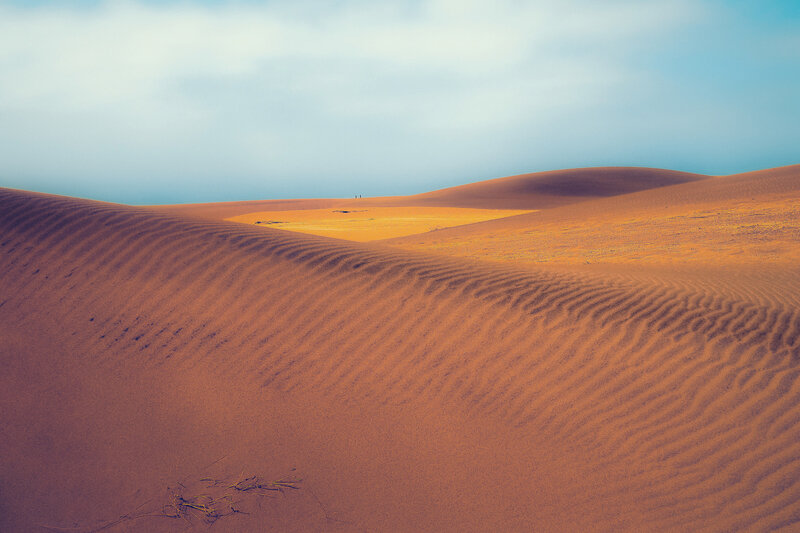Sand Dunes in Desert — Orange, Serene, Afternoon, Photograph, Sky, People