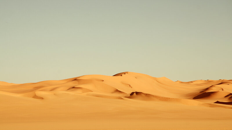 Sand Dunes in Desert — Orange, Serene, Afternoon, Photograph, Sky