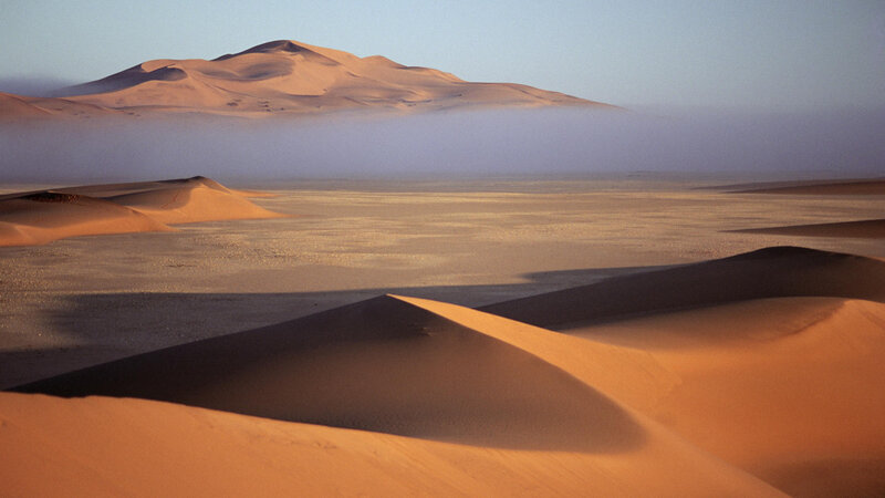 Sand Dunes in Desert — Orange, Serene, Morning