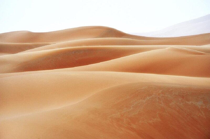 Sand Dunes in Desert — Orange, Serene, Photograph