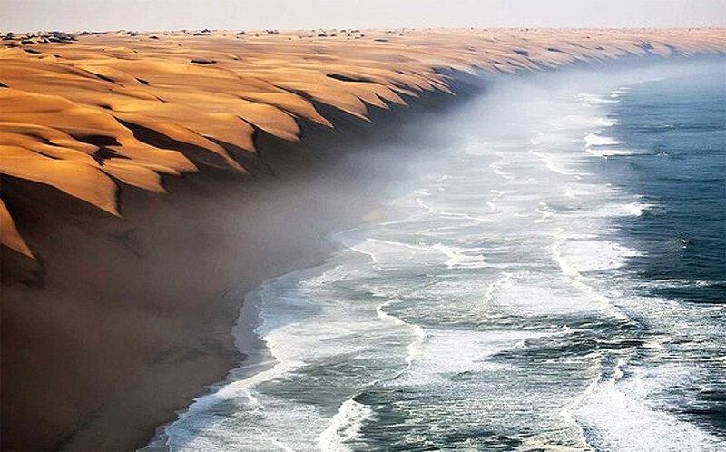 Sand Dunes Meeting Ocean — Brown, Dramatic