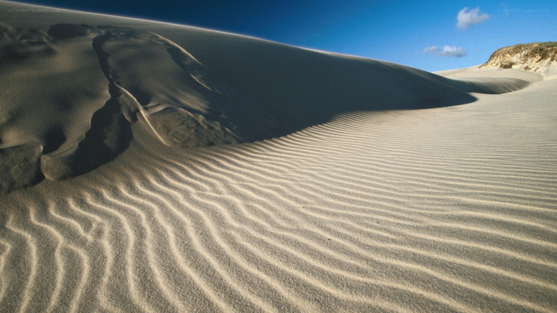 Sand dunes under blue sky