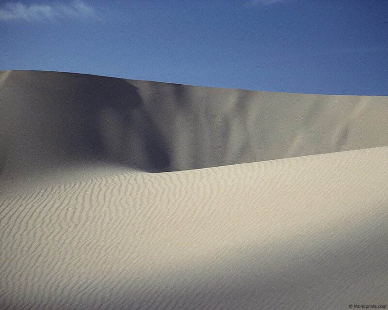 Sand Dunes under Blue Sky — Serene, Afternoon, Photograph, Dune, White