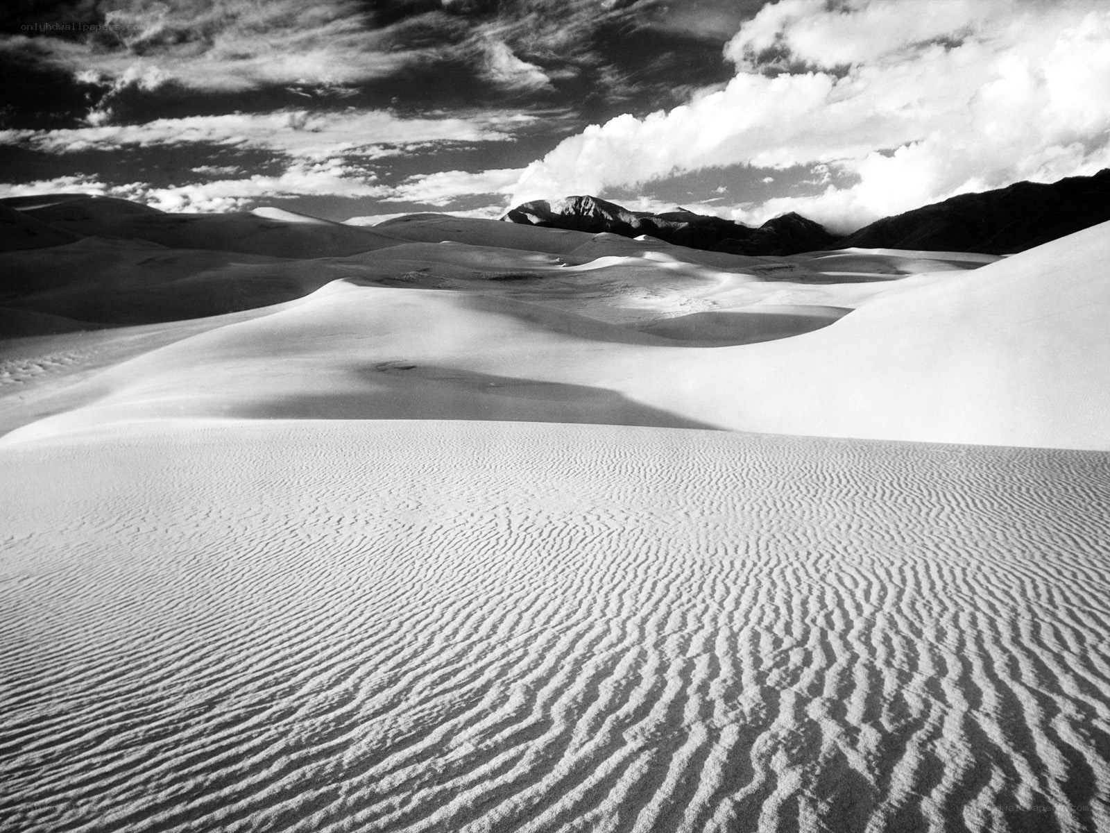 Sand dunes under cloudy sky