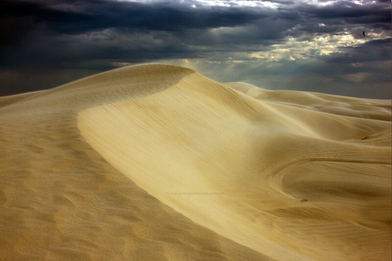 Sand Dunes under Stormy Sky — Beige