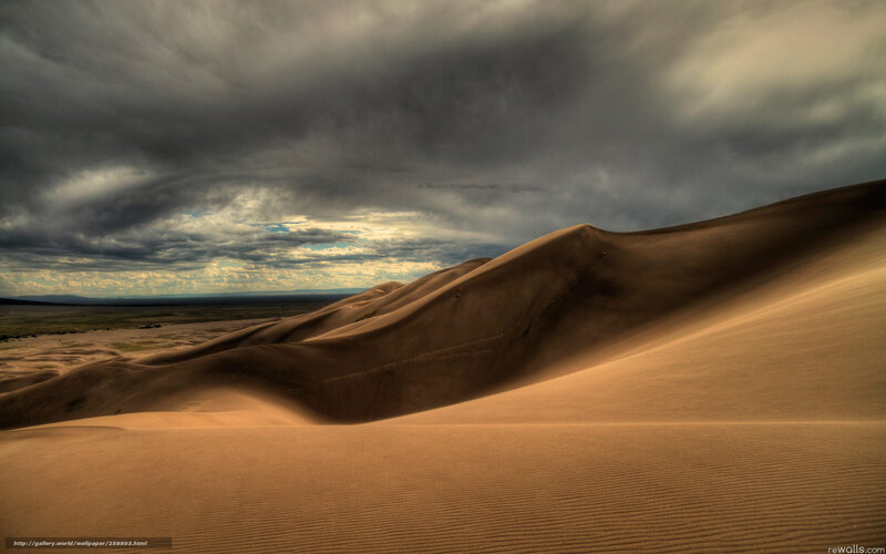 Sand Dunes under Stormy Sky — Brown, Dramatic, Afternoon, Photograph