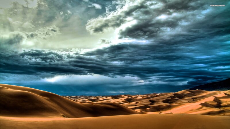 Sand Dunes under Stormy Sky — Orange