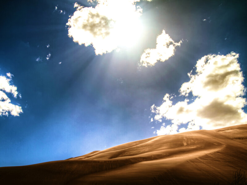 Sand Dunes under Sun — Blue, Dramatic