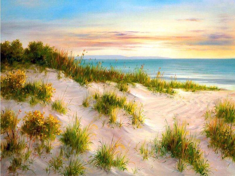 Sand Dunes with Beach Grass — Blue