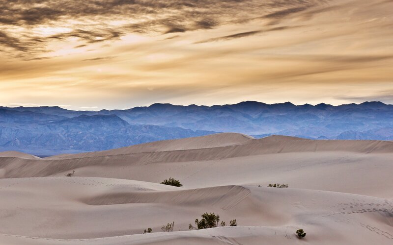 Sand Dunes with Mountains — Beige, Serene