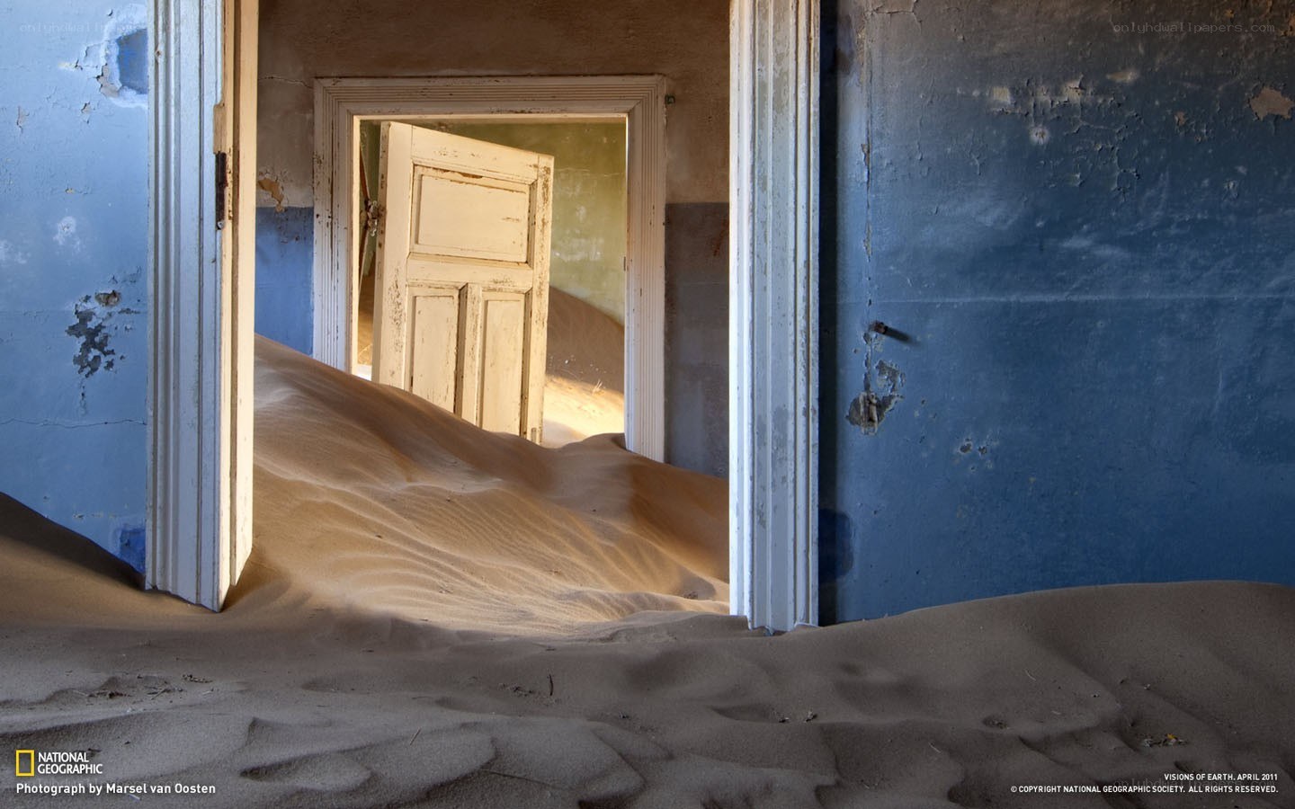 Sand-entombed building interior