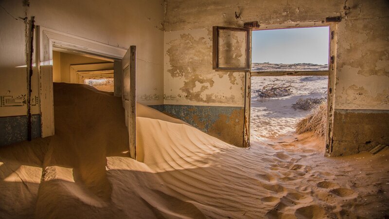 Sand-filled Abandoned Building — Beige, Desolate