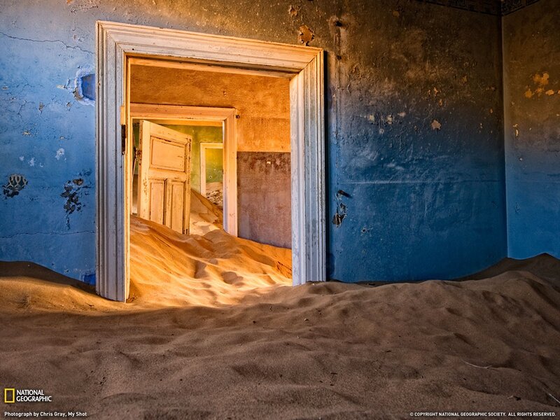 Sand-filled Abandoned Building — Blue, Desolate