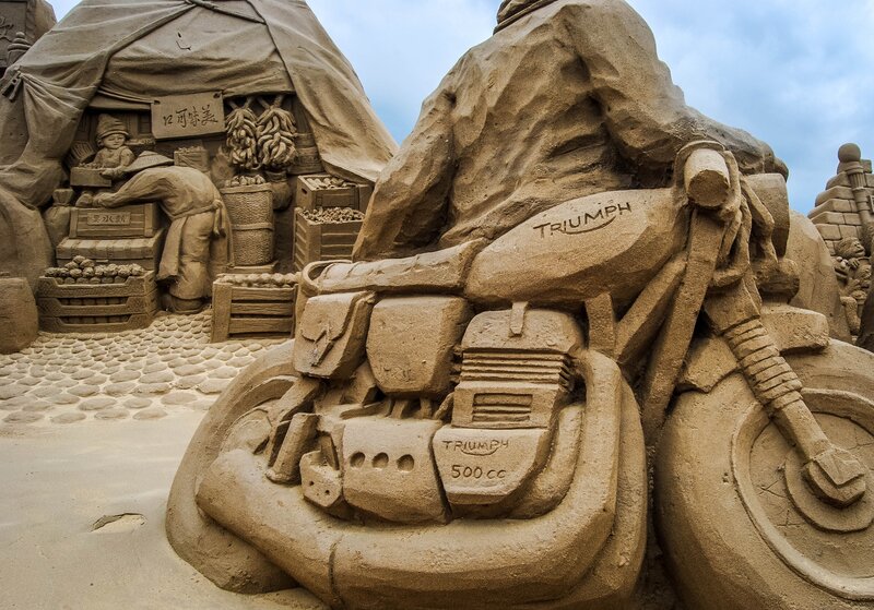 Sand Sculpture of Motorcycle