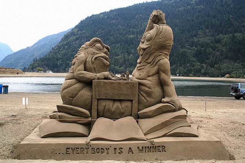 Sand Sculpture of Two Creatures