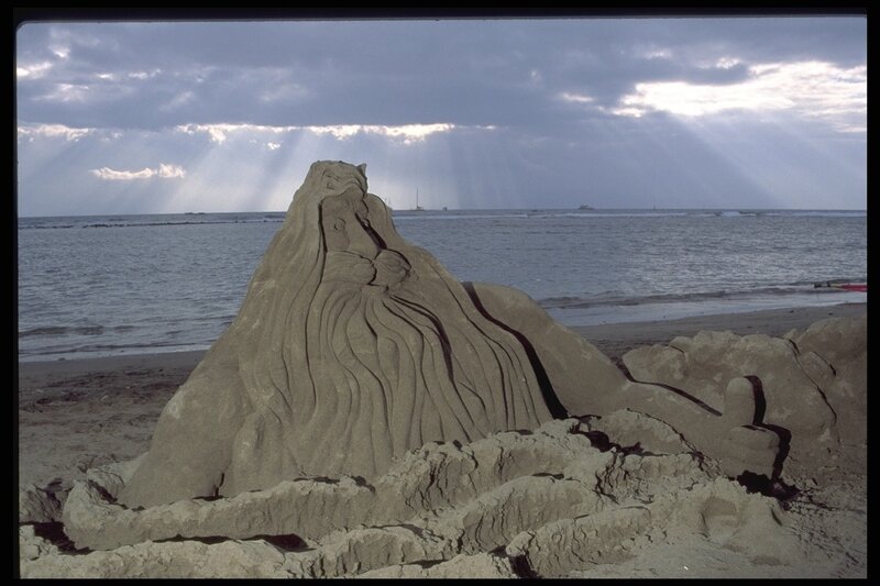 Sand sculpture on beach