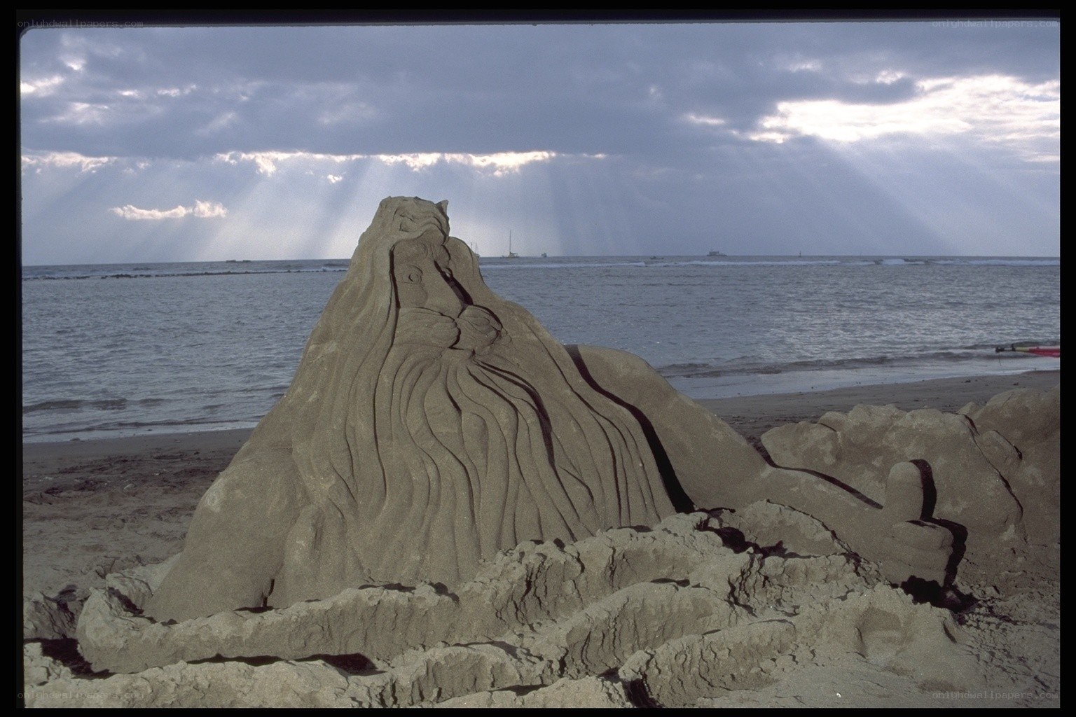 Sand sculpture on beach