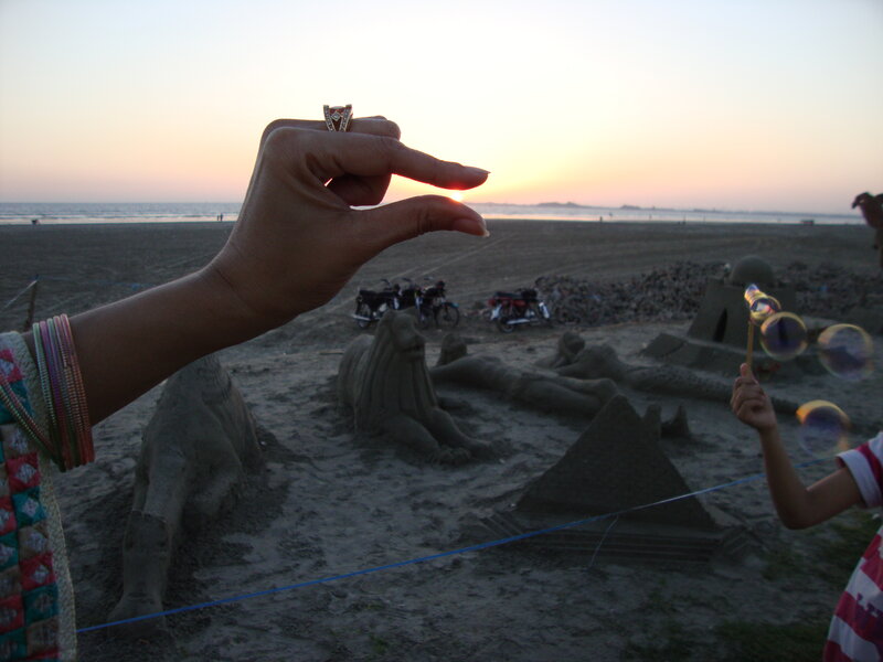 Sand Sculptures on Beach — Brown