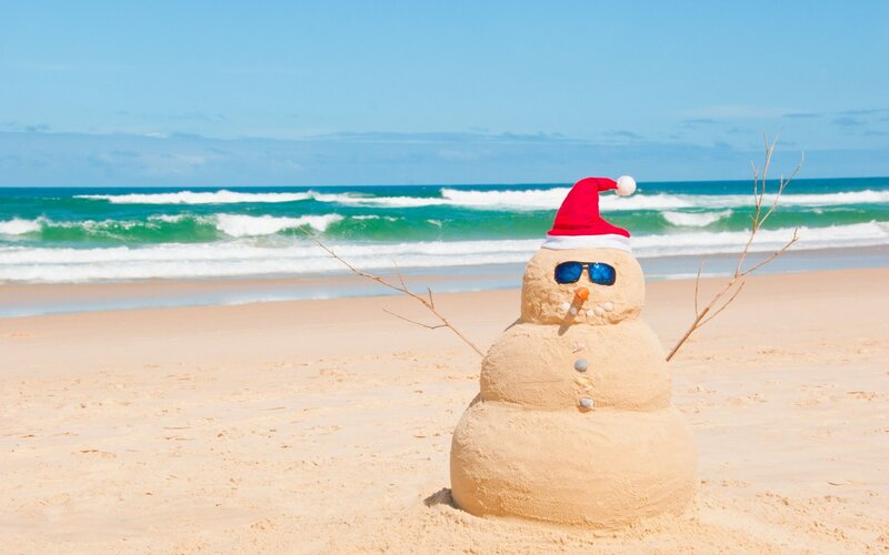 Sand Snowman on Beach — Blue