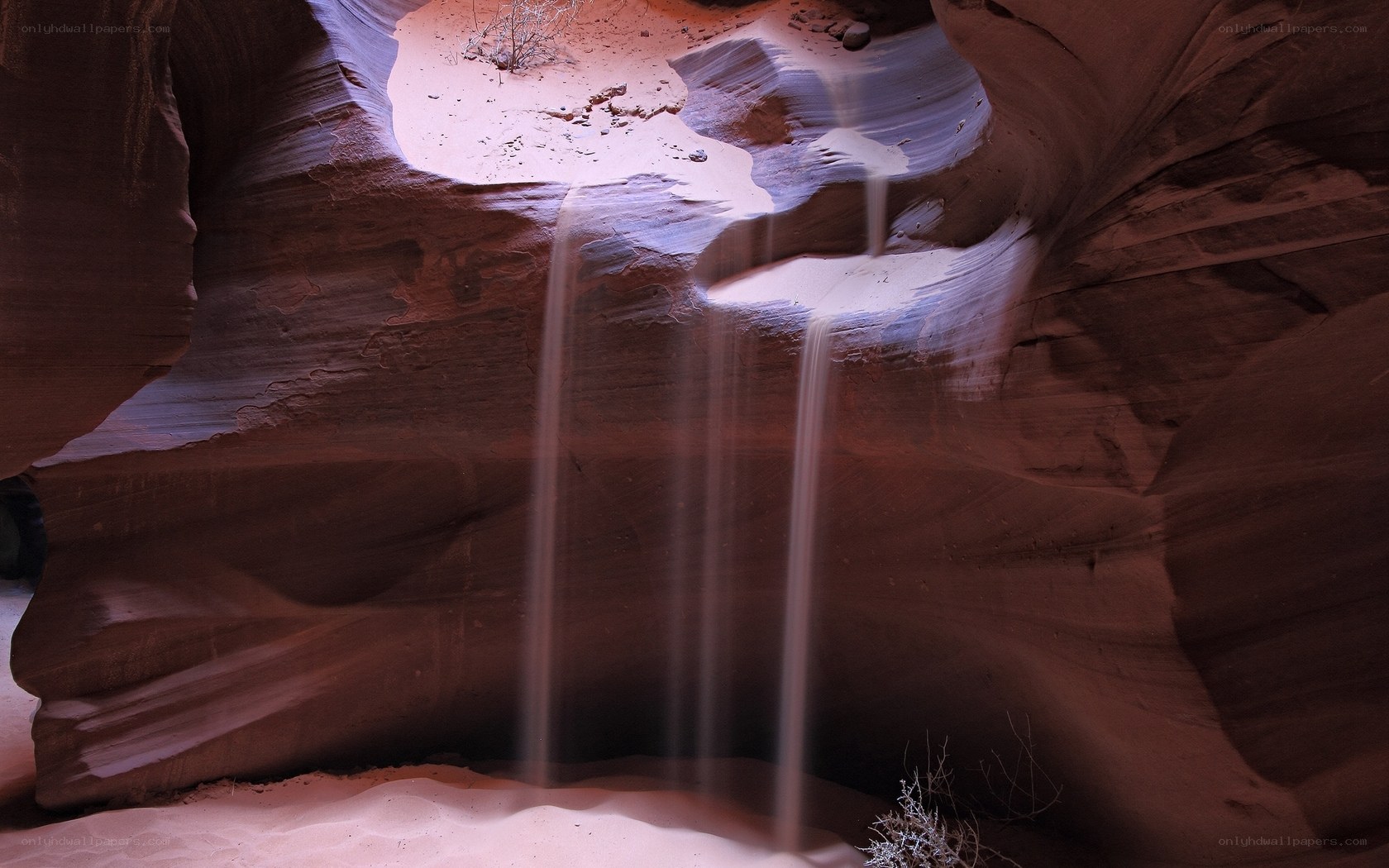 sand waterfall in canyon