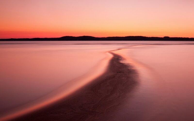 Sandbar at Sunset — Orange, Serene