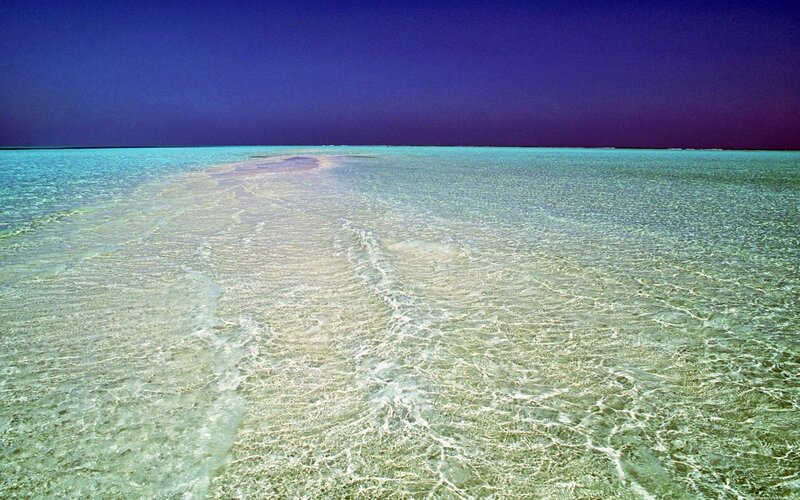 Sandbar in Turquoise Water — Blue, Serene