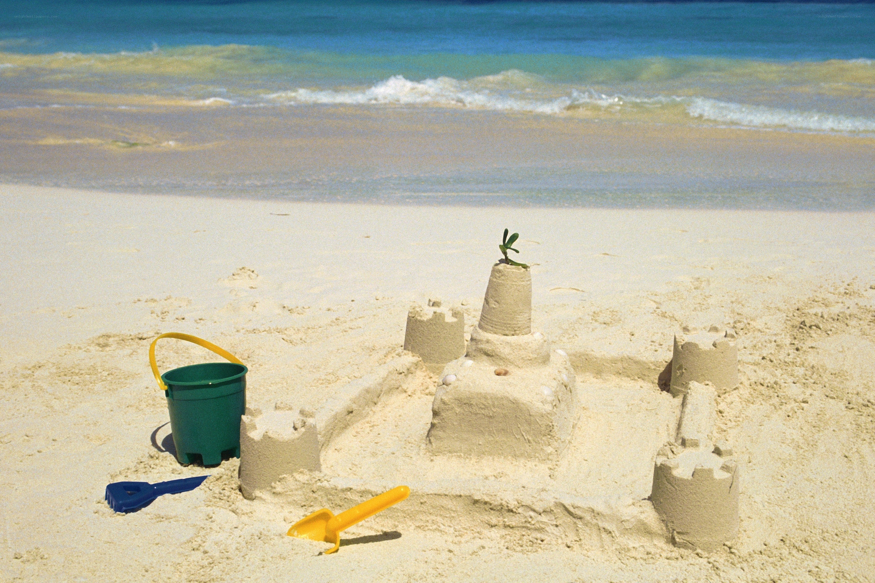 Sandcastle on a sunny beach