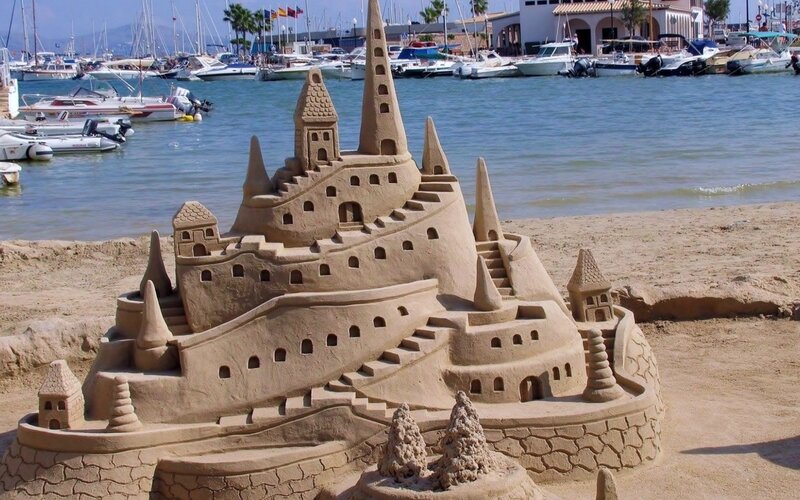 Sandcastle on Beach — Beige, Calm, Afternoon