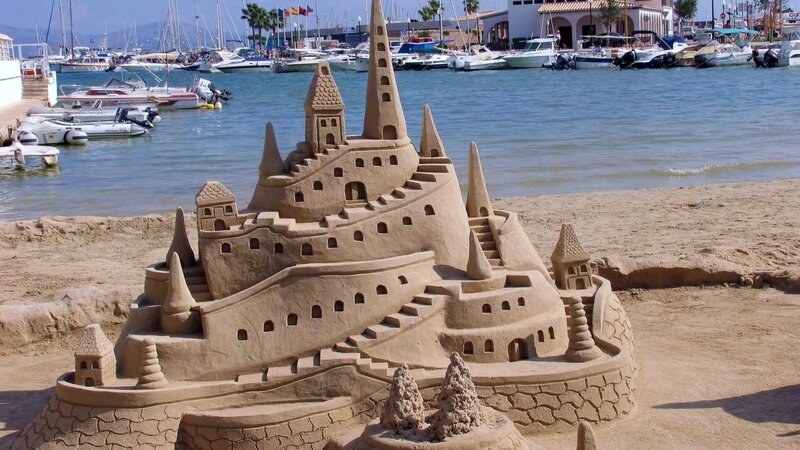 Sandcastle on Beach — Beige, Serene, Afternoon