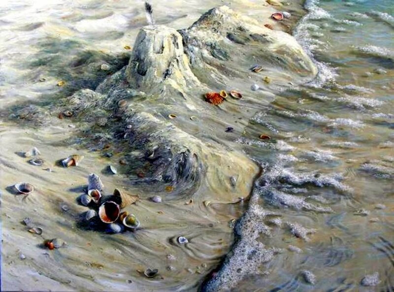 Sandcastle on Beach — Beige
