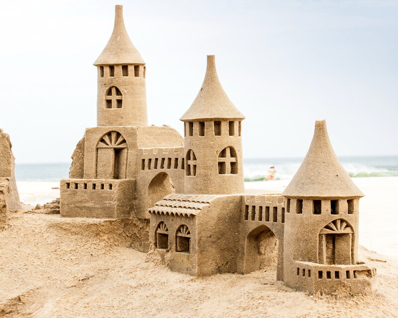 Sandcastle on Beach — Brown, Serene