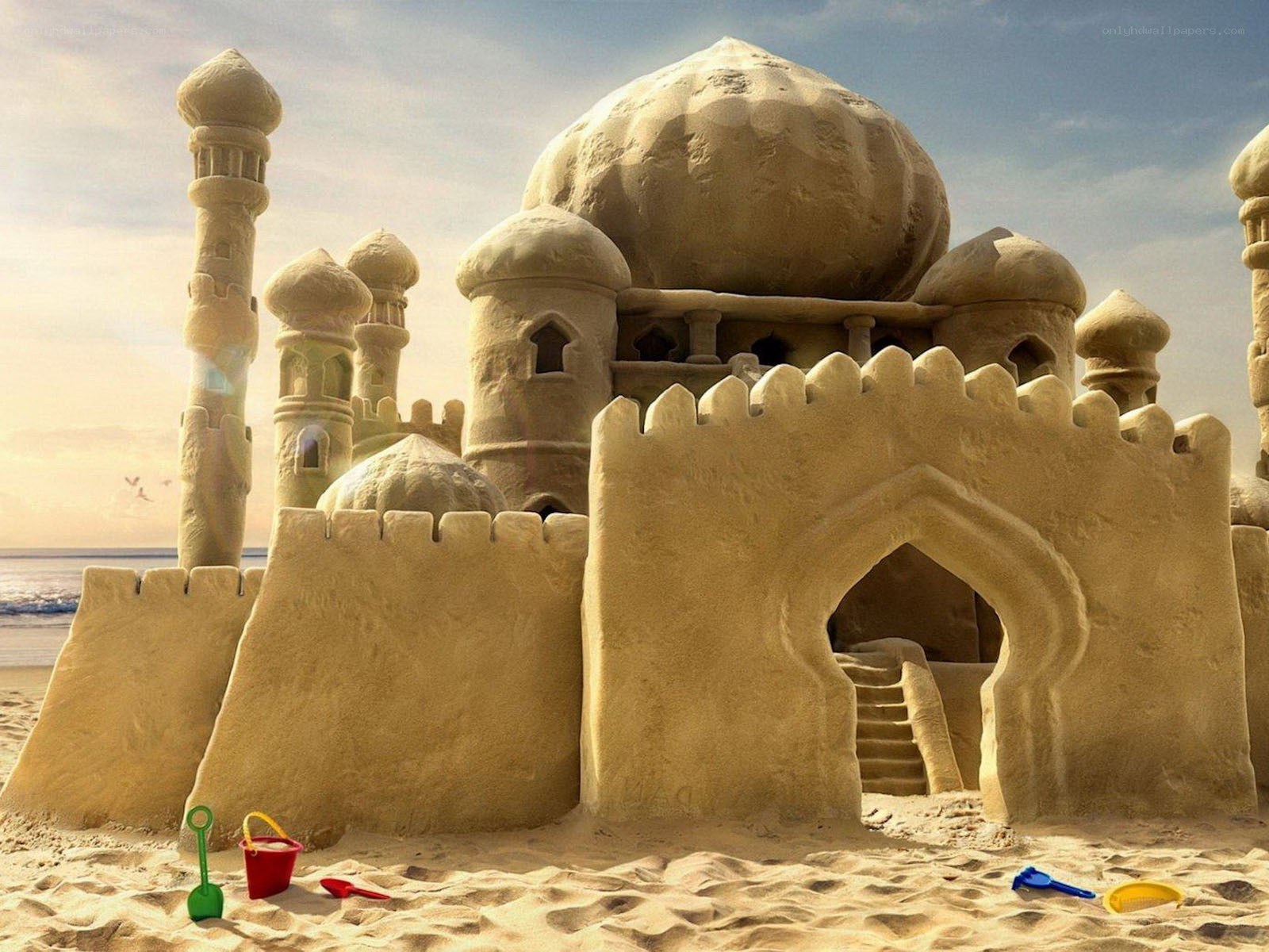 Sandcastle palace on beach