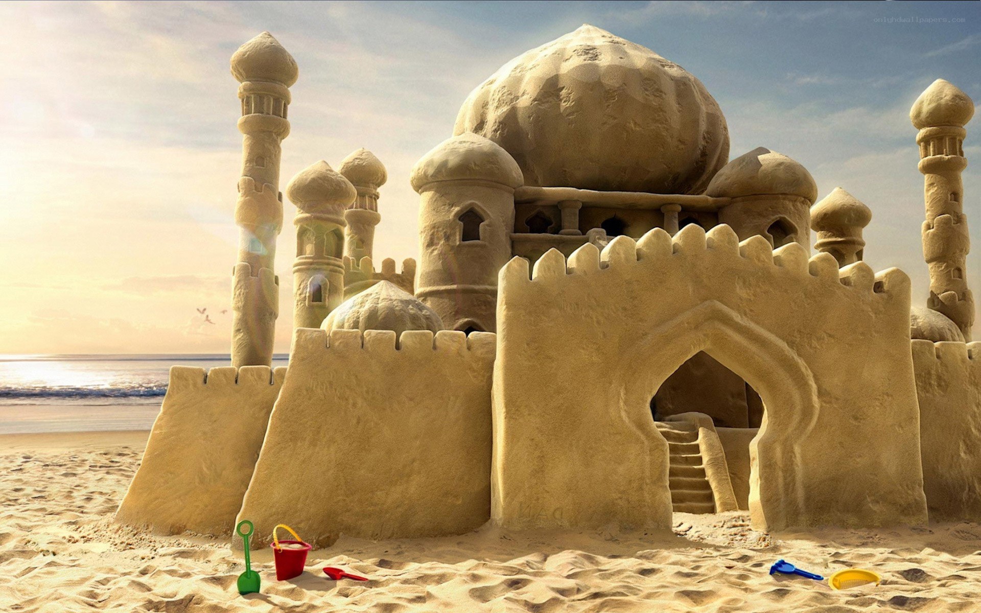 Sandcastle resembling a palace