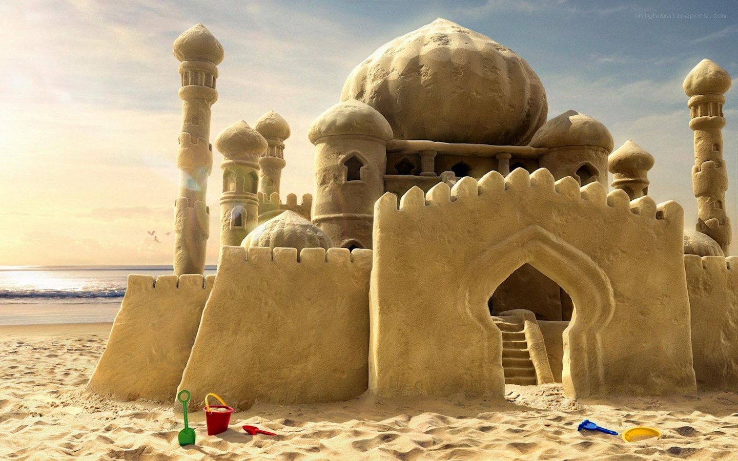 Sandcastle resembling a palace
