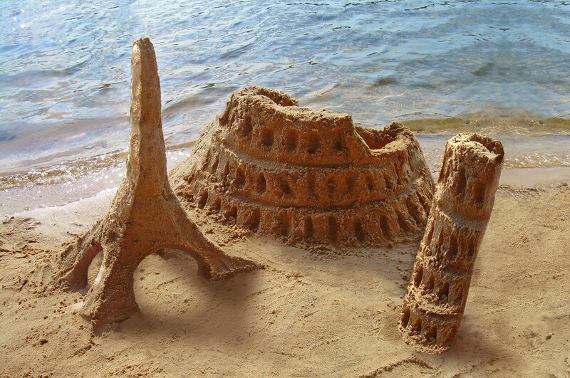 Sandcastles on Beach